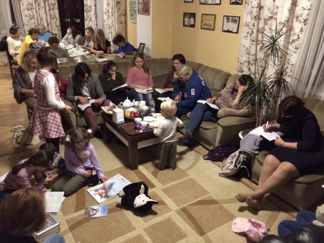 A family gathered around a table